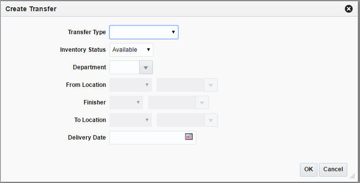 Create Transfer window