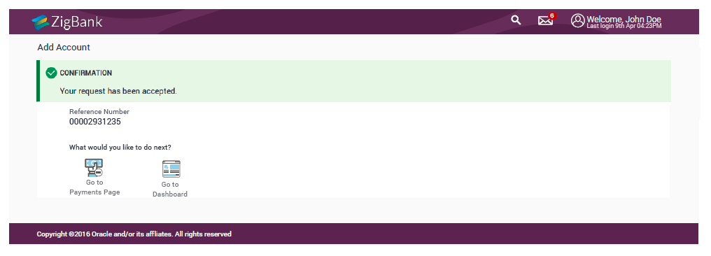 Confirmation Page