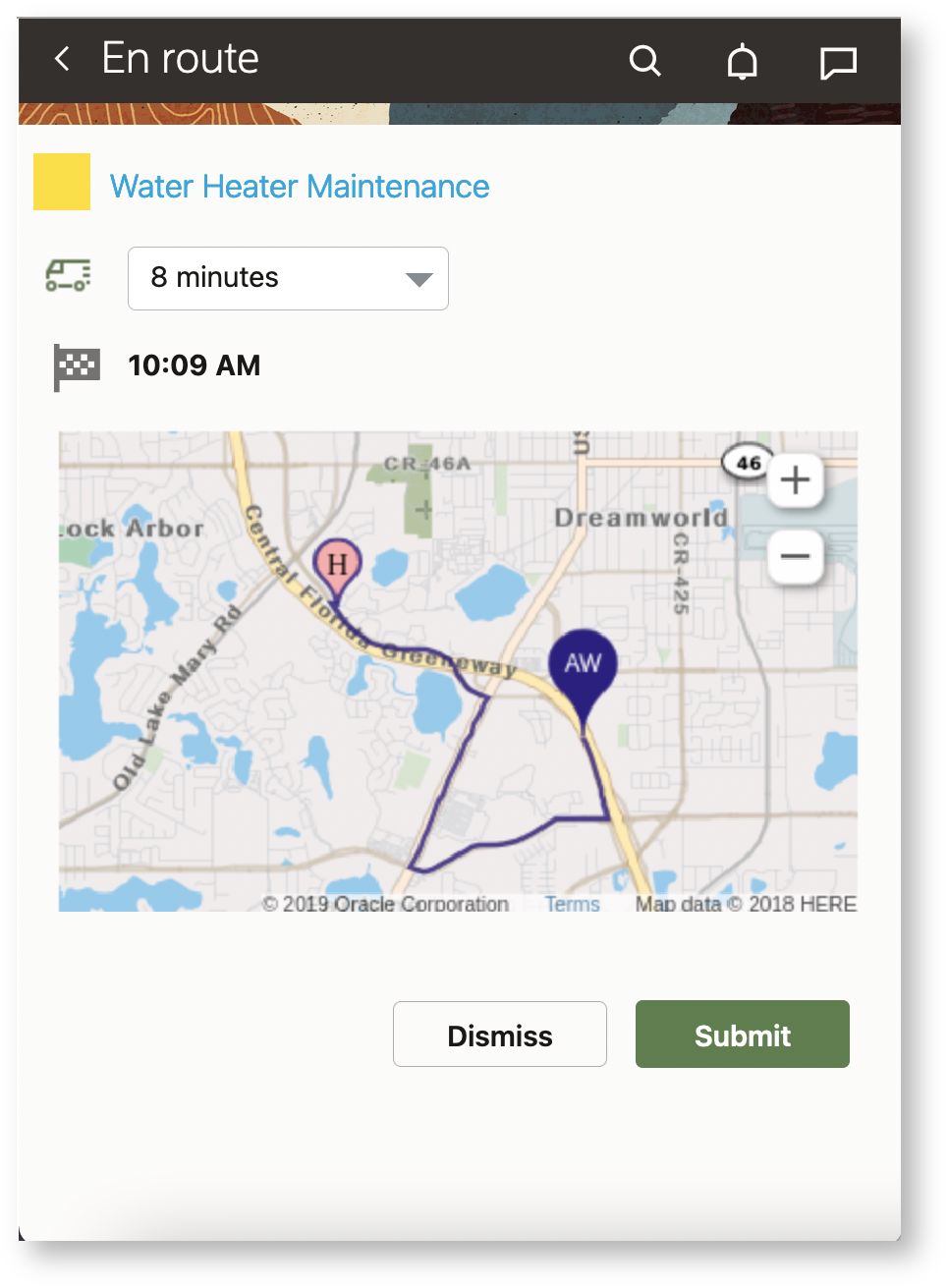 リソースがenrouteにある場合のルート・マップ