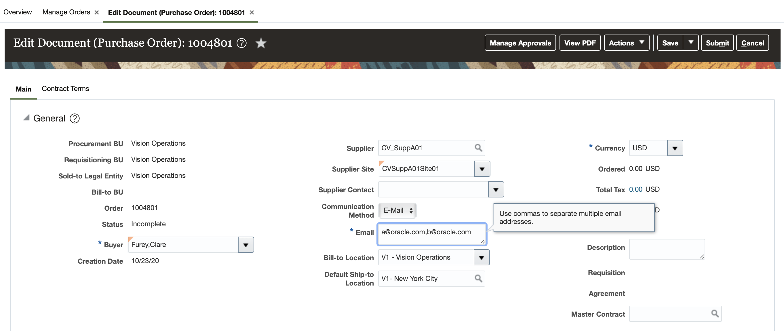 Oracle Procurement Cloud 21A新機能