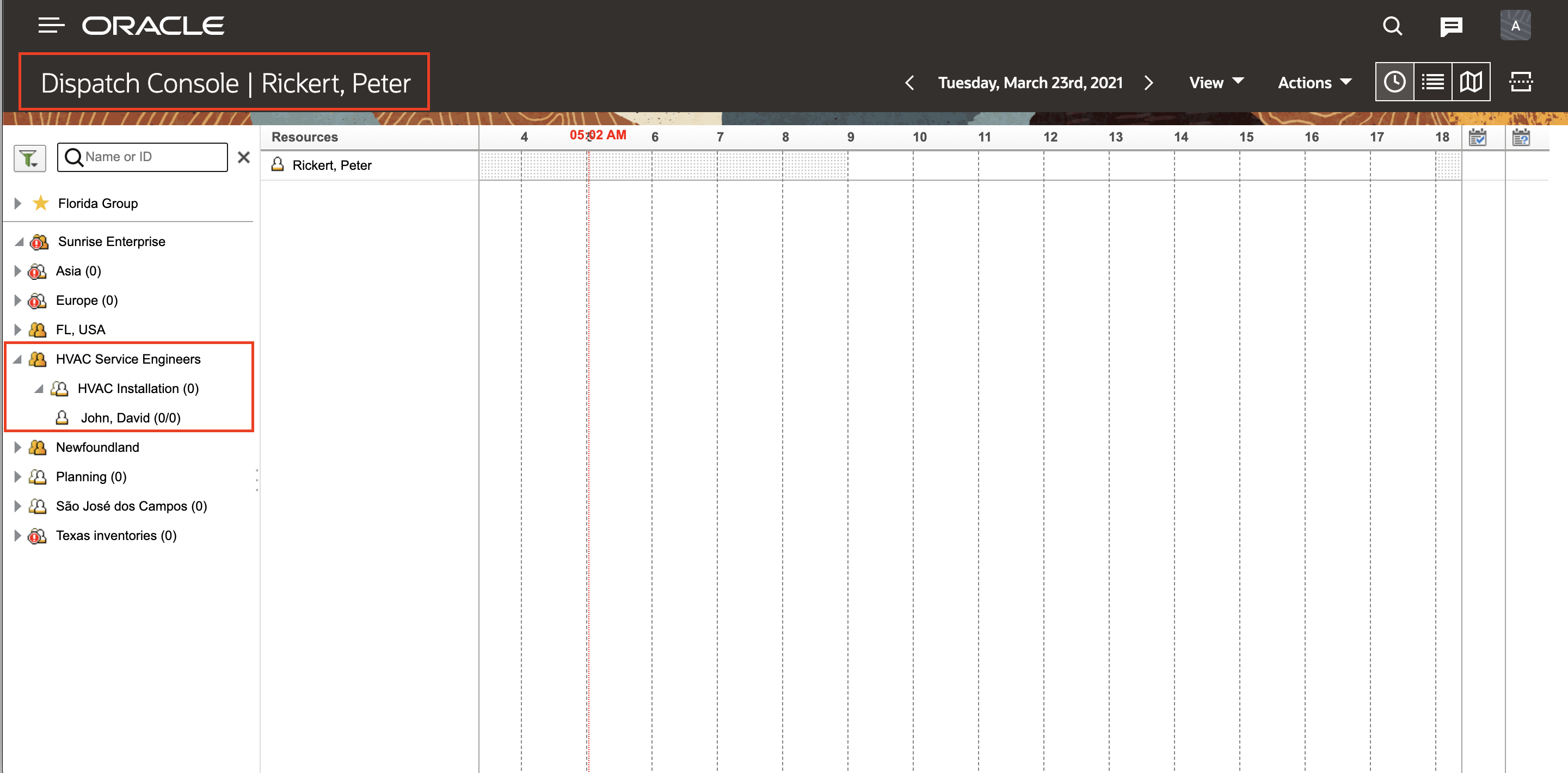 このスクリーンショットは、Oracle Field Serviceの新しいリソースの詳細を示しています。
