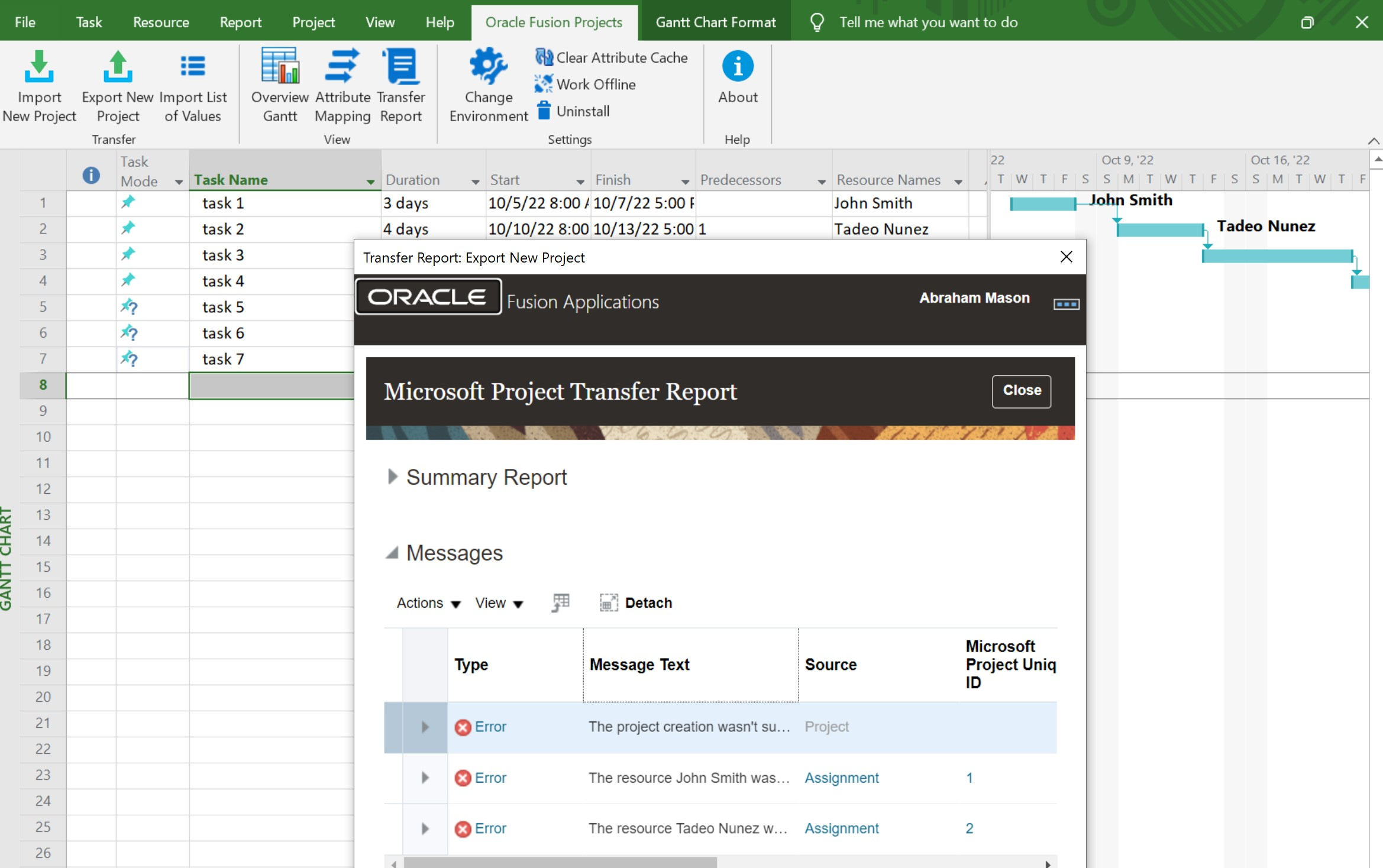 Microsoft Projectからのエクスポート時のリソース検証