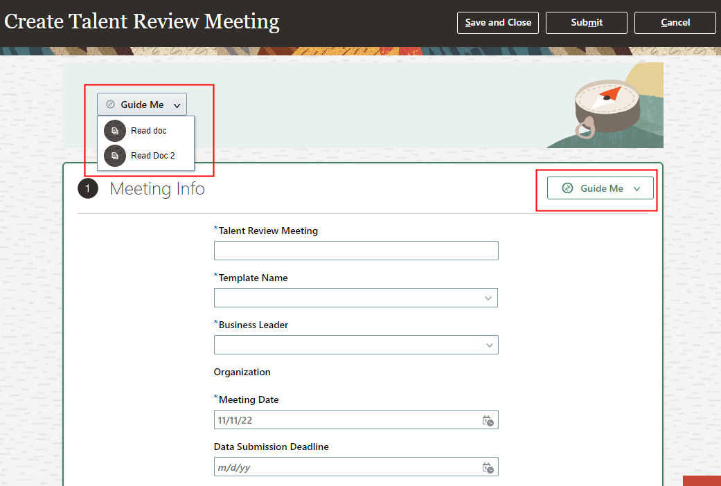 この画像は、「タレント・レビュー会議の作成」ページを示しています。