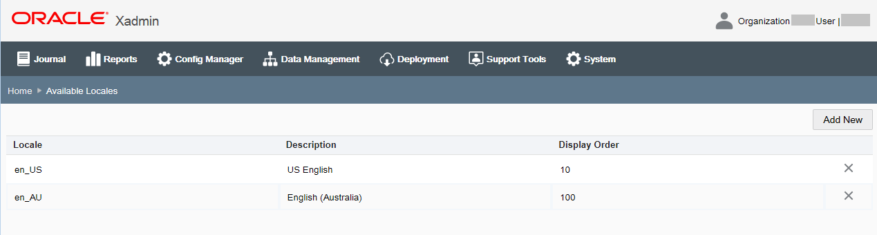 Available Locales Page