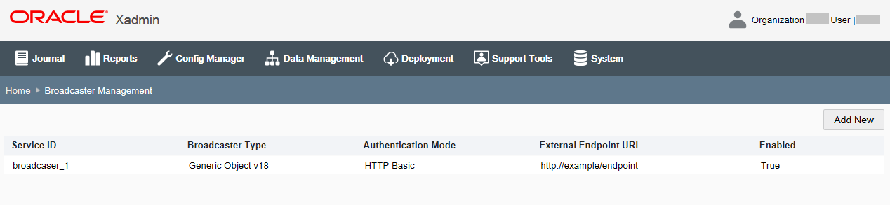 Broadcaster Management Page