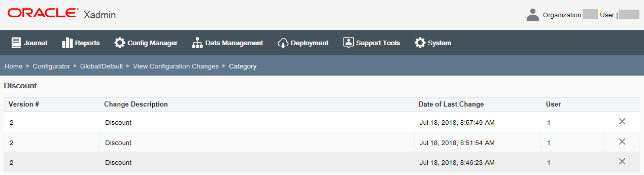 Configurator page - Delete option