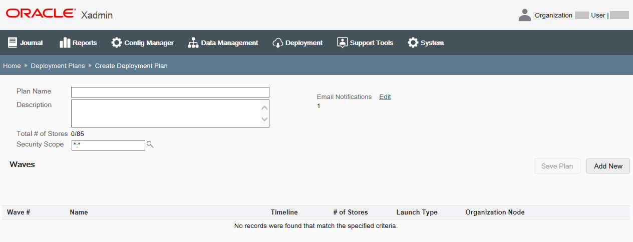 Create Deployment Plan page