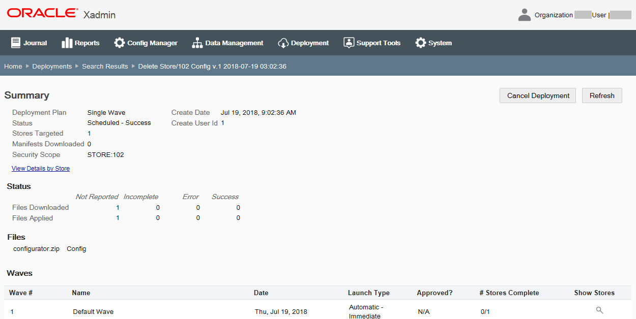 Deployment Summary - Cancel Deployment