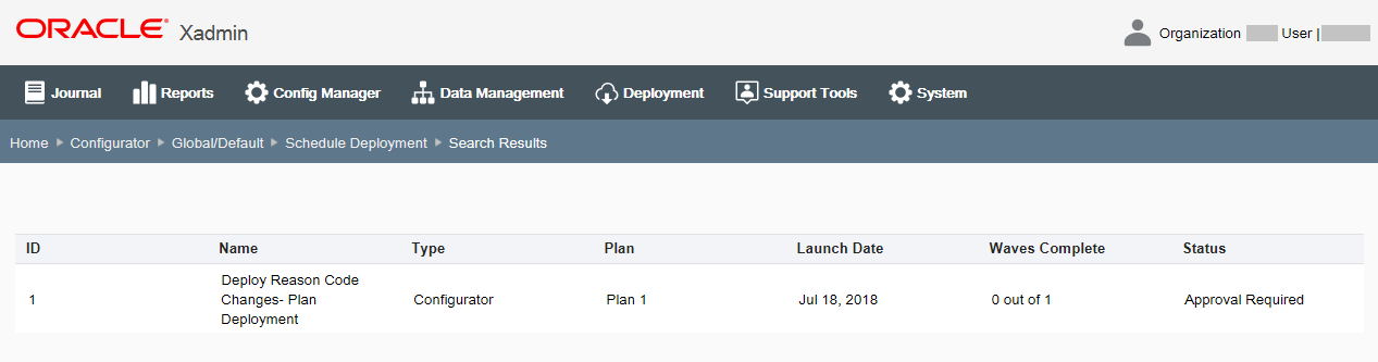 Deployment History Search Results