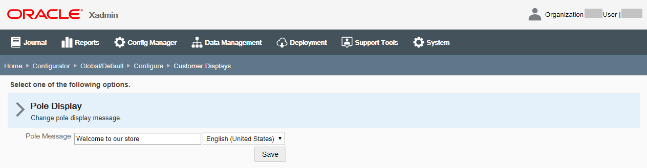 Edit Pole Display page