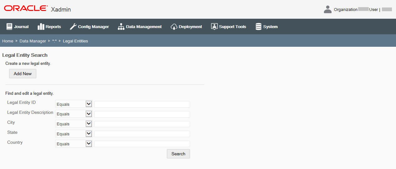 Legal Entities Maintenance