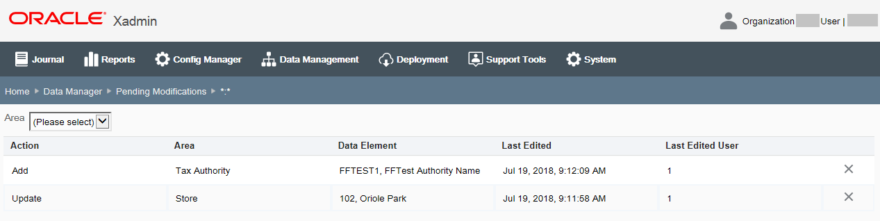 Pending Modifications Detail page