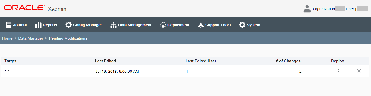 Pending Modifications page