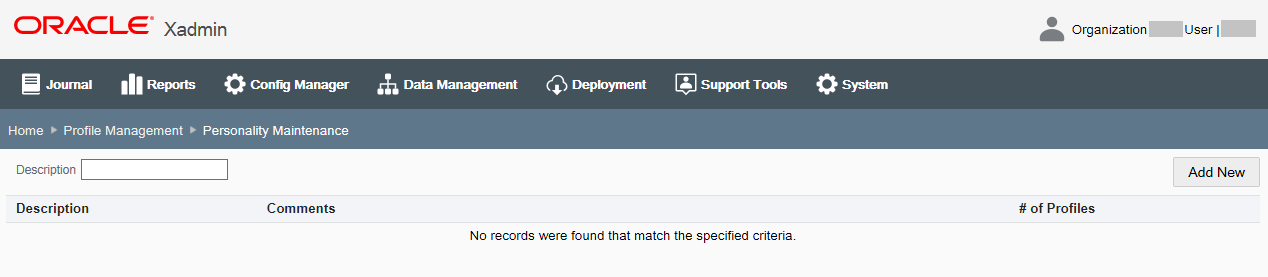 Personality Maintenance Page