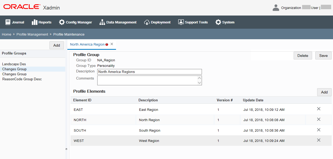 Profile Group/Elements before saving