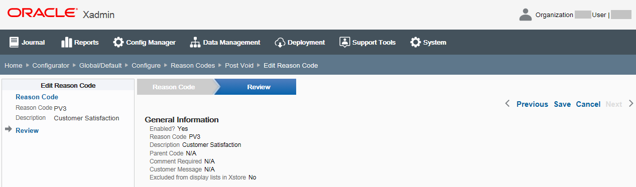 Reason Code Options Review