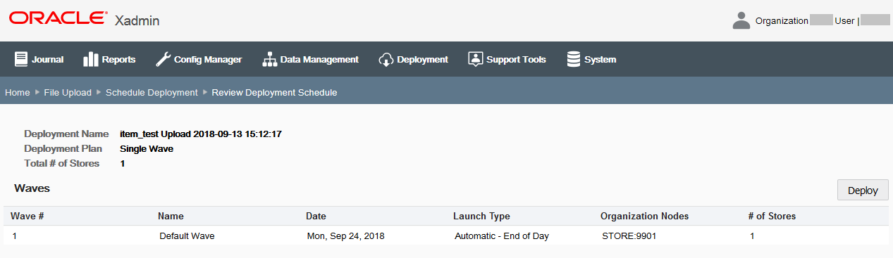 Single Wave: Review Deployment Schedule