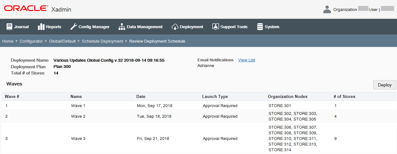 Review Scheduled Deployment Plan