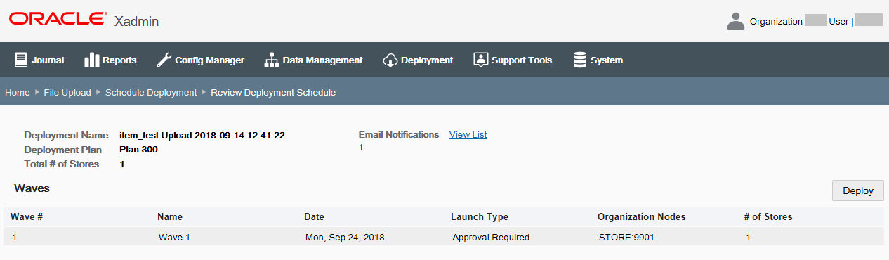 Review Deployment Schedule File Upload