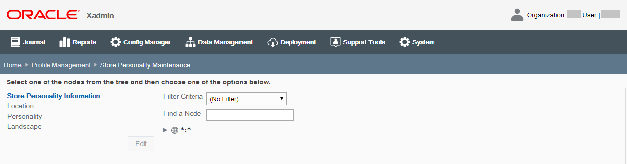 Store Personality Maintenance Page