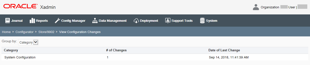 View Configuration Changes page