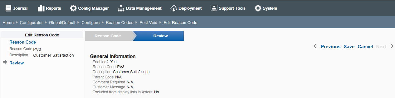 Reason Code Options Review