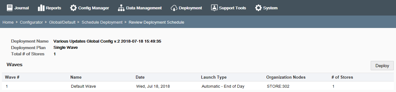 Review Deployment Schedule page
