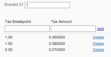 Tax Breakpoint Tax Amount - Delete Link