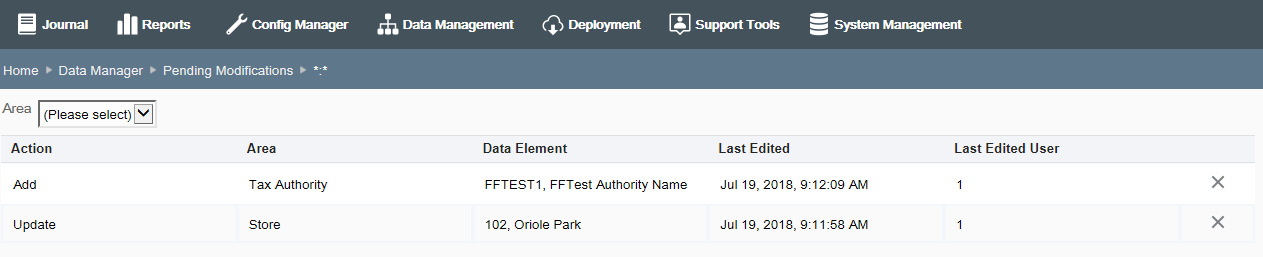 Pending Modifications Detail page