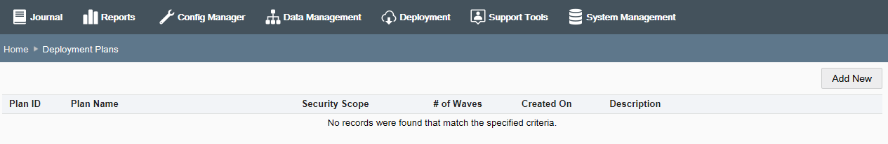 Deployment Plan page