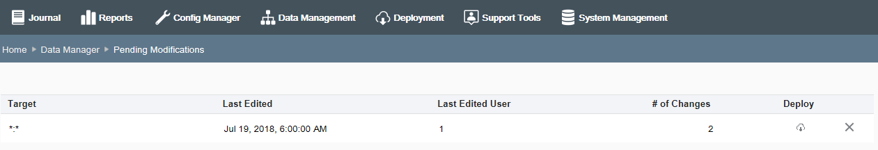Pending Modifications page