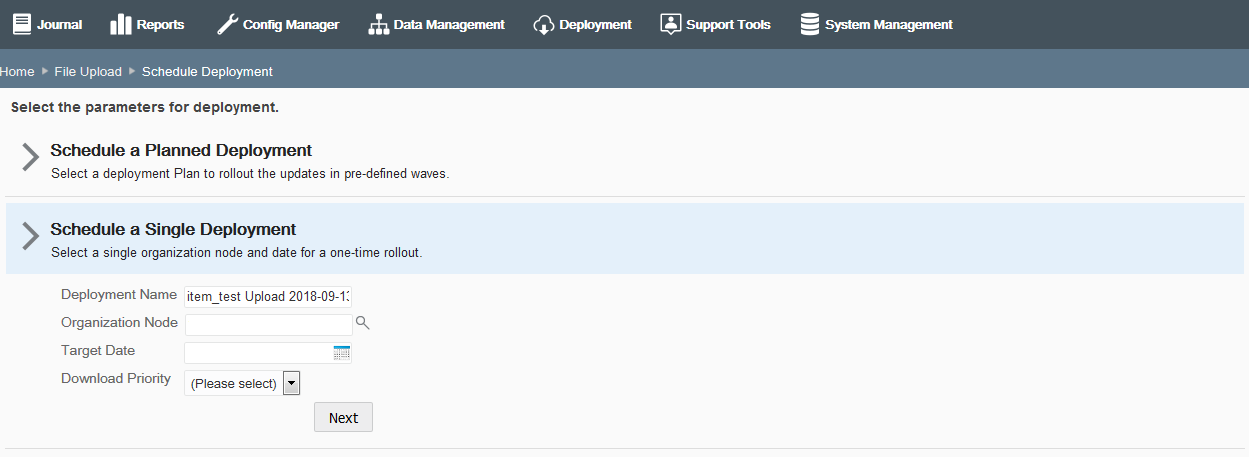 Single Deployment option
