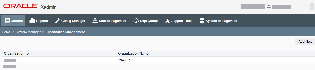 Organization Management Screen