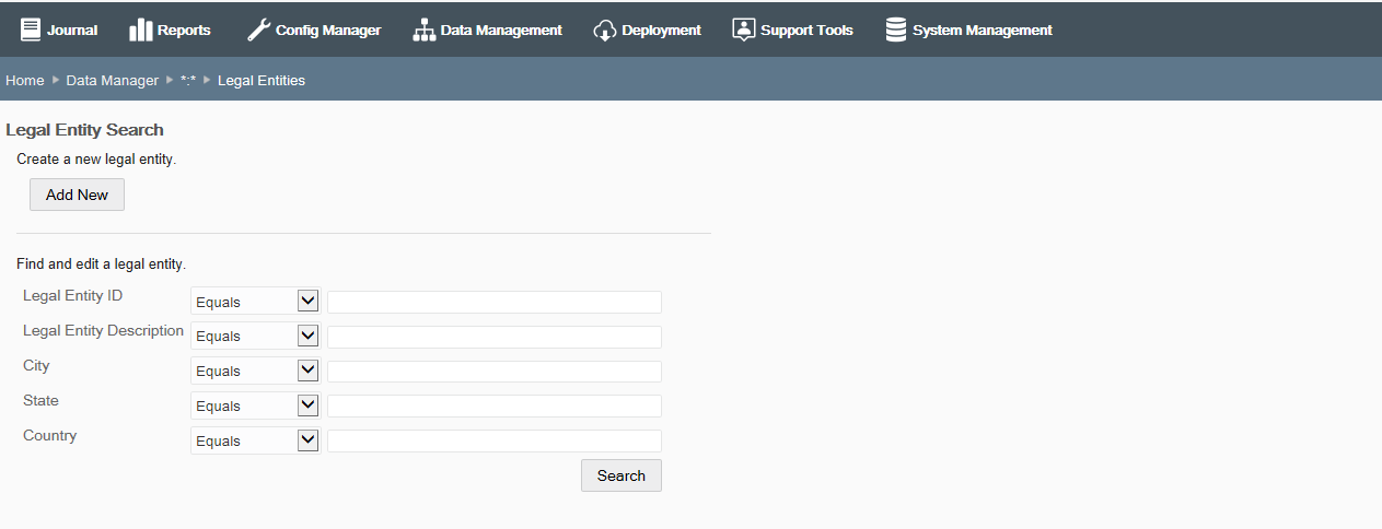 Legal Entities Maintenance