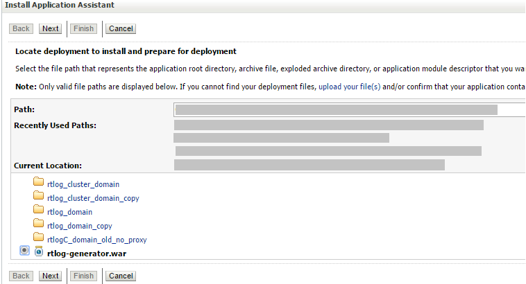 Administration Console Install App Assistant for RTLog