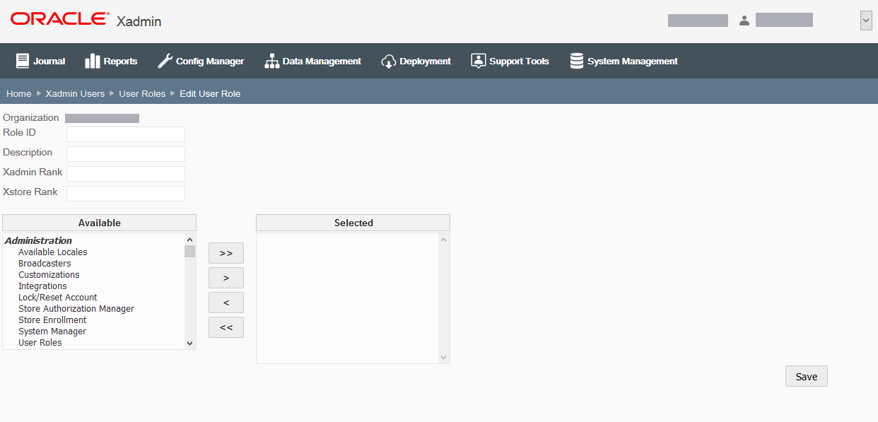 Add New User Role Window