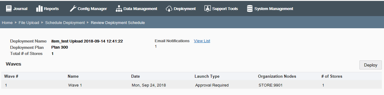 Review Deployment Schedule File Upload