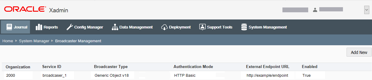 Broadcaster Management Page
