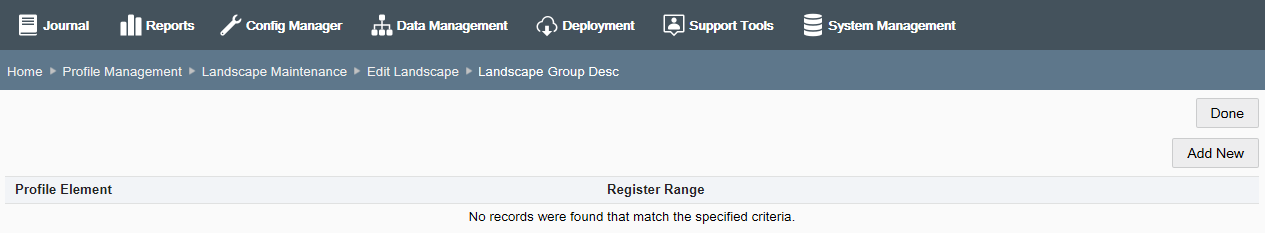 Profile Group Page - Register Types
