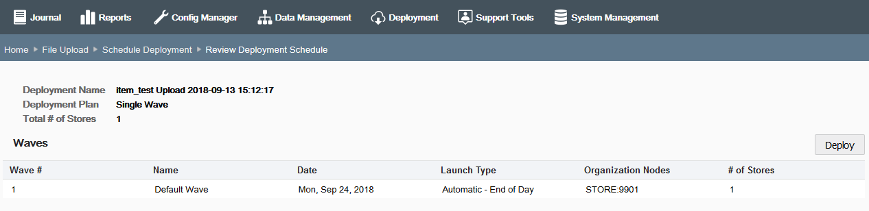Single Wave: Review Deployment Schedule