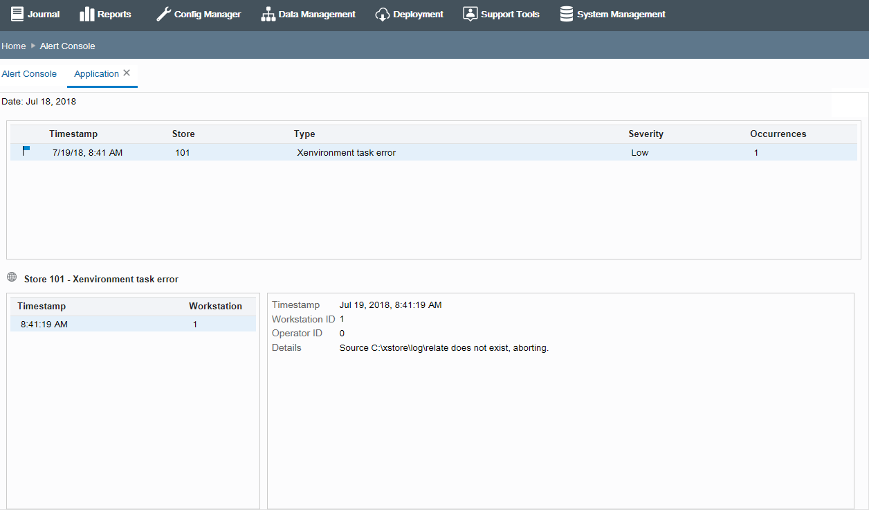 Application logged events