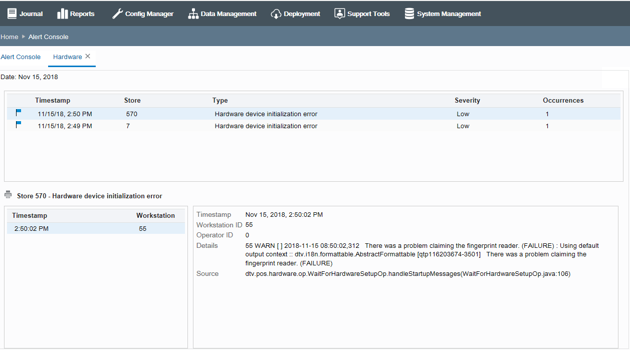 Hardware - Logged Events