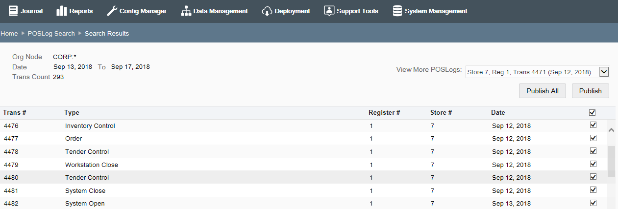 POSLog Search Results