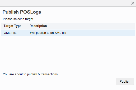 CLOUD Publish POSLog Target Prompt