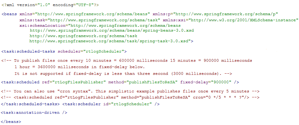 Example of the spring-scheduler.xml file