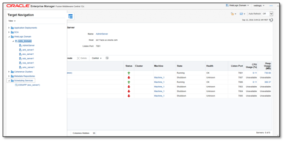 Image represents : Enterprise Manager Console after Clicking Scheduling Services.