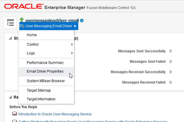 Image represents Email Driver Properties menu item.