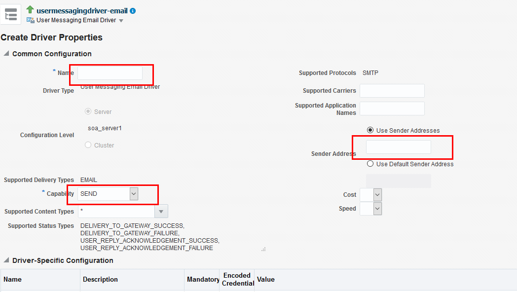 Image represents Create Driver Properties Screen