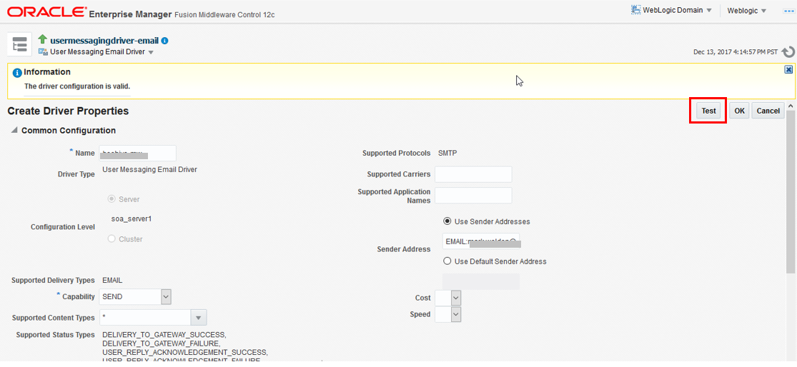 Image represents Create Driver Properties Screen.