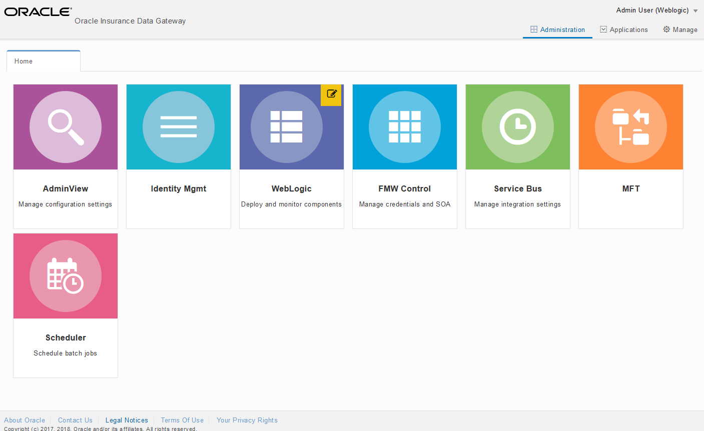 Image represents administration tab for OIM authentication
